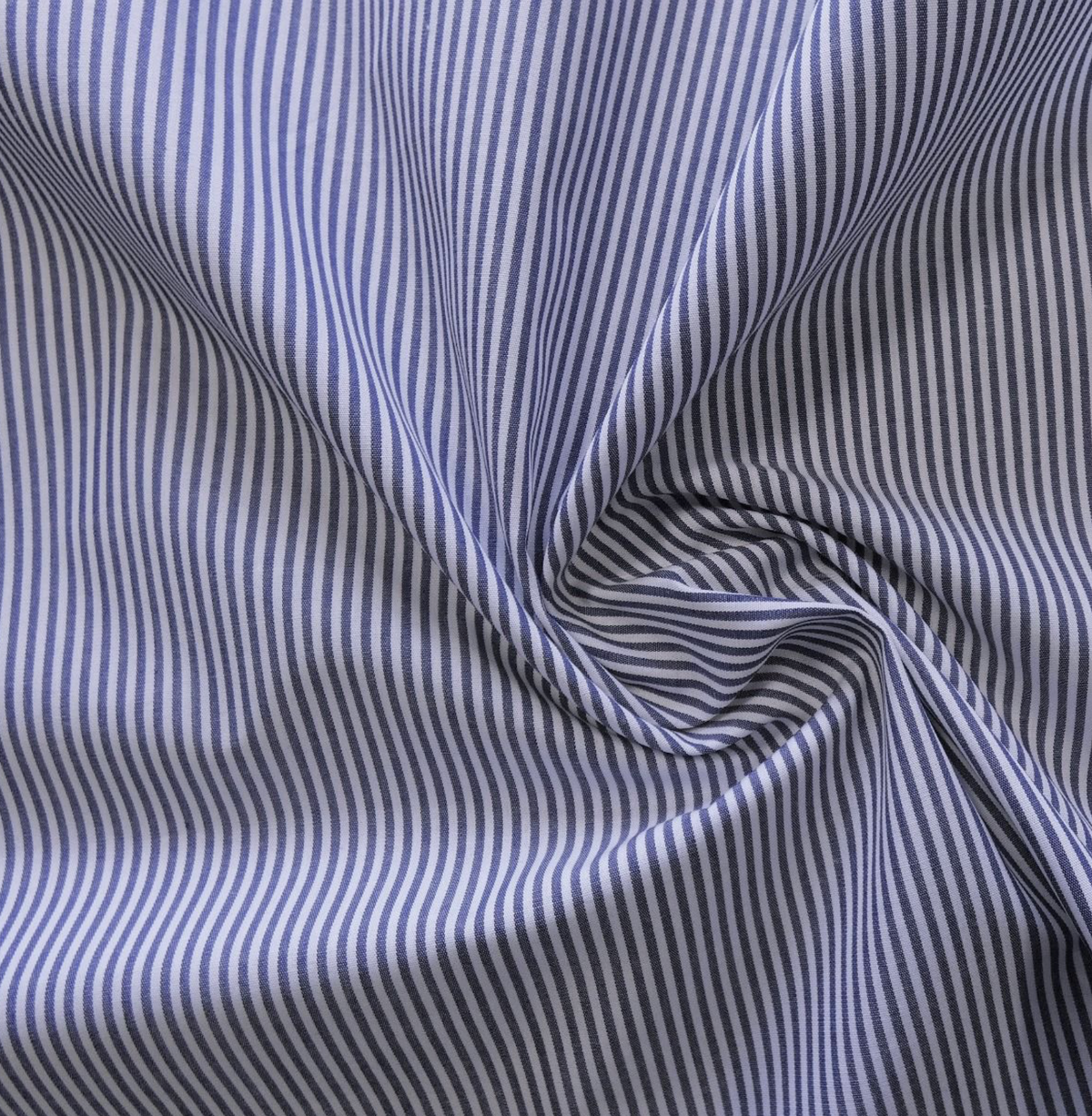 Designer Deadstock, Marine Navy and White Striped Cotton Shirting, 1/4 yard