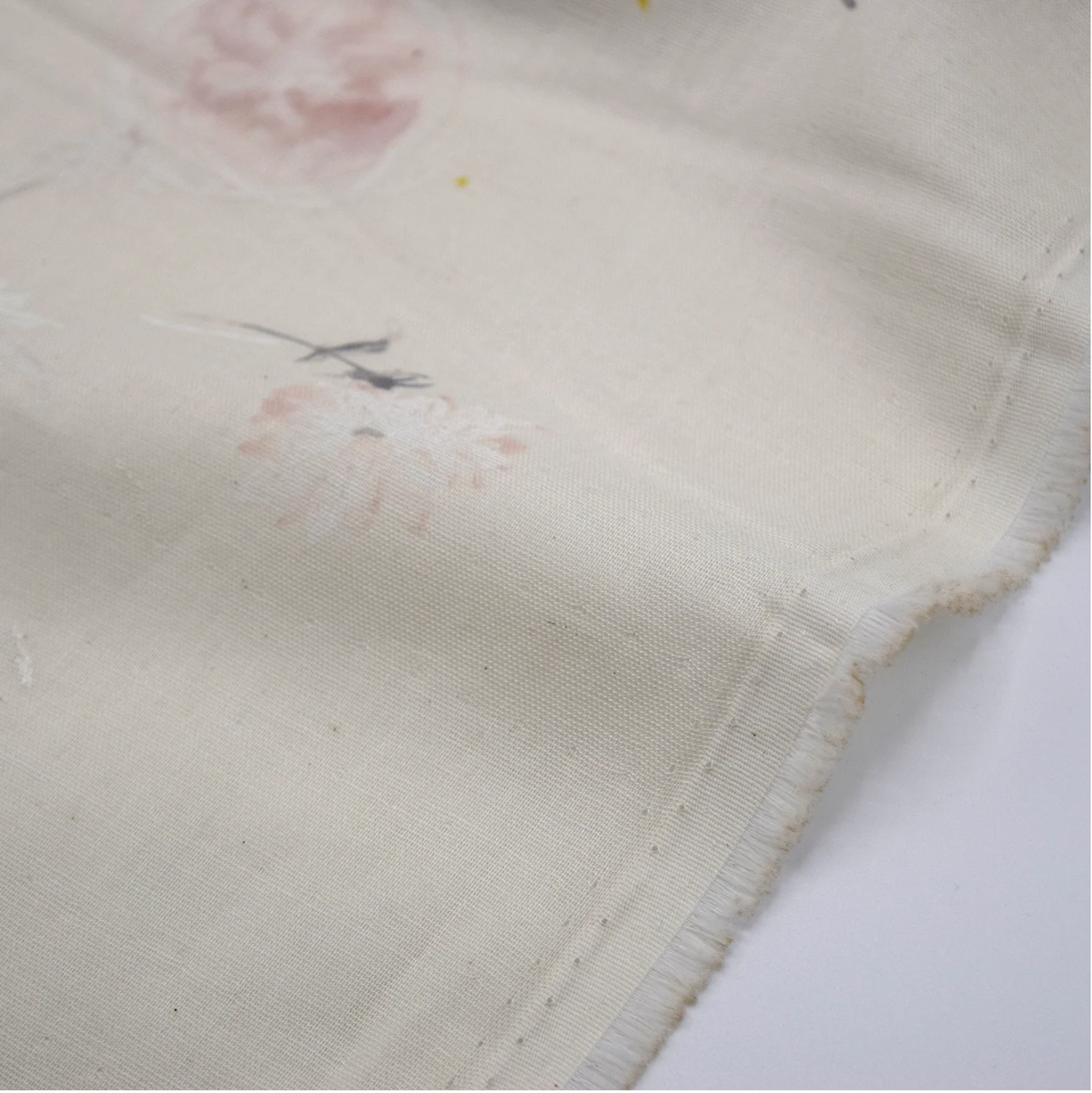 Remnant 9182512, Nani IRO Hana no toki niwa, Organic Cotton Double Gauze, Cream, 1.9 yards