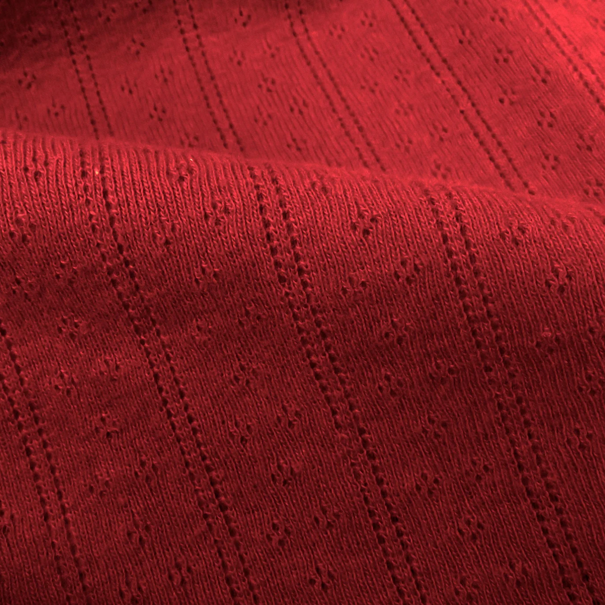 Designer Deadstock Striped Pointelle Knit, White or Red, 1/4 yard