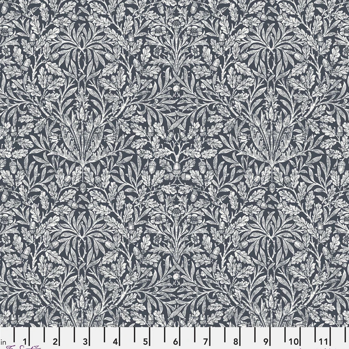 William Morris, Acorn, Morden Cotton Lawn , Charcoal, 1/4 yard