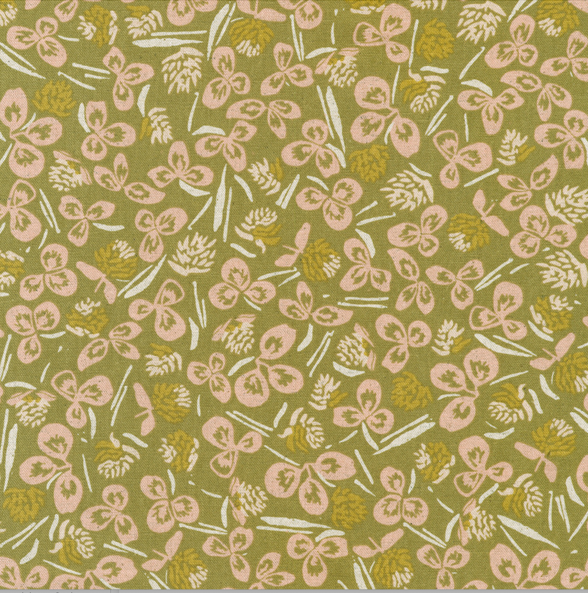 Remnant 122, Orchard Run, Clover, Cotton/Flax, Green, 40" - Lakes Makerie