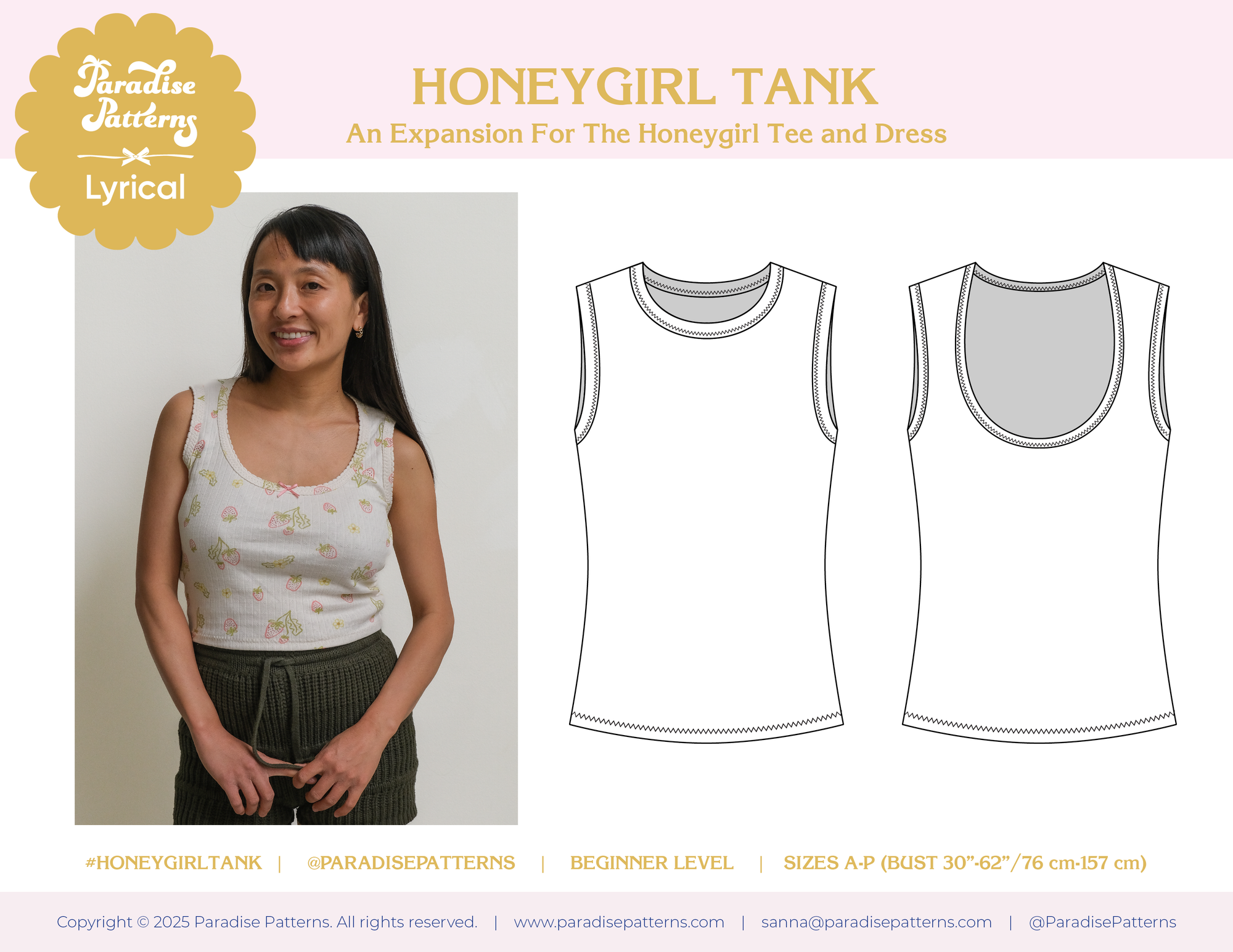 Paradise Patterns, Honeygirl Tee Expansion Pack PDF Pattern