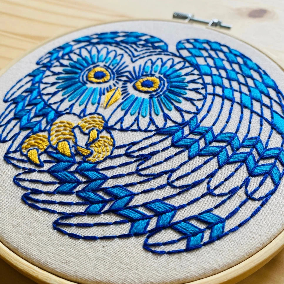 Hook Line and Tinker Embroidery Kits, Boreal Owl