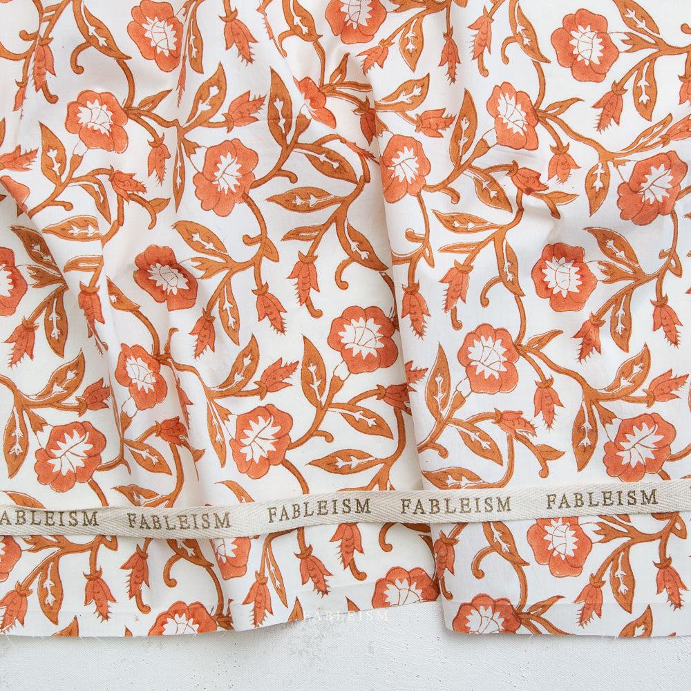 Fableism Indian Block Prints: Cottage, Trumpet Vines, multiple colorways, 1/4 yard