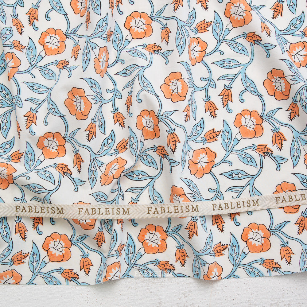 Fableism Indian Block Prints: Cottage, Trumpet Vines, multiple colorways, 1/4 yard