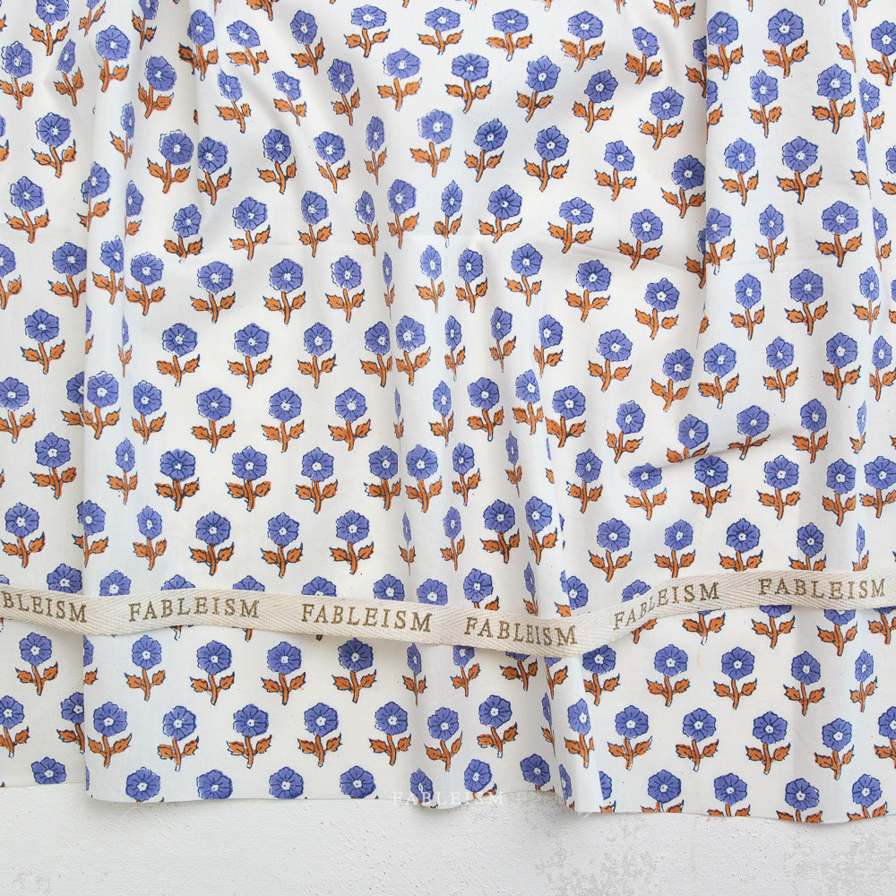 Remnant 95262, Fableism Indian Block Prints: Cottage, Flowering, Violet 1.8 yard bolt end
