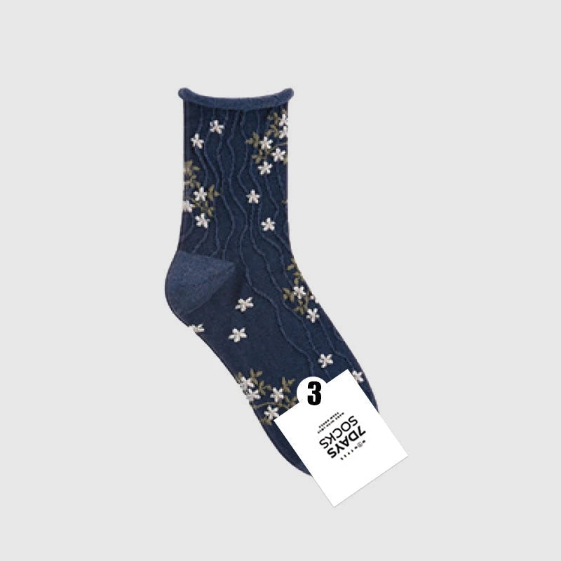 Women&#39;s Crew Ruffle Flower Socks, multiple colorways