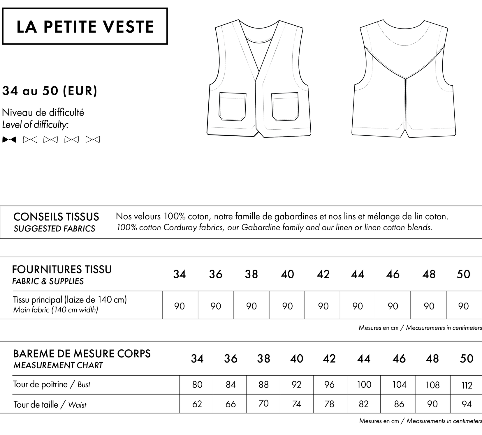 Atelier Brunette, La Petite Veste Paper Pattern