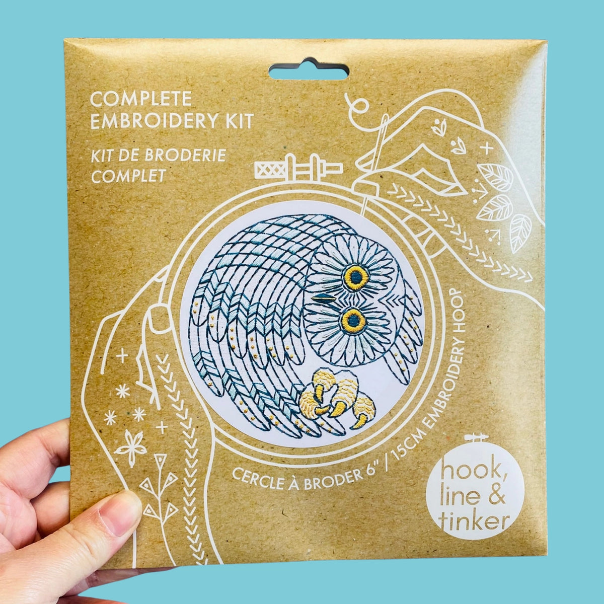 Hook Line and Tinker Embroidery Kits, Saw Whet Owl