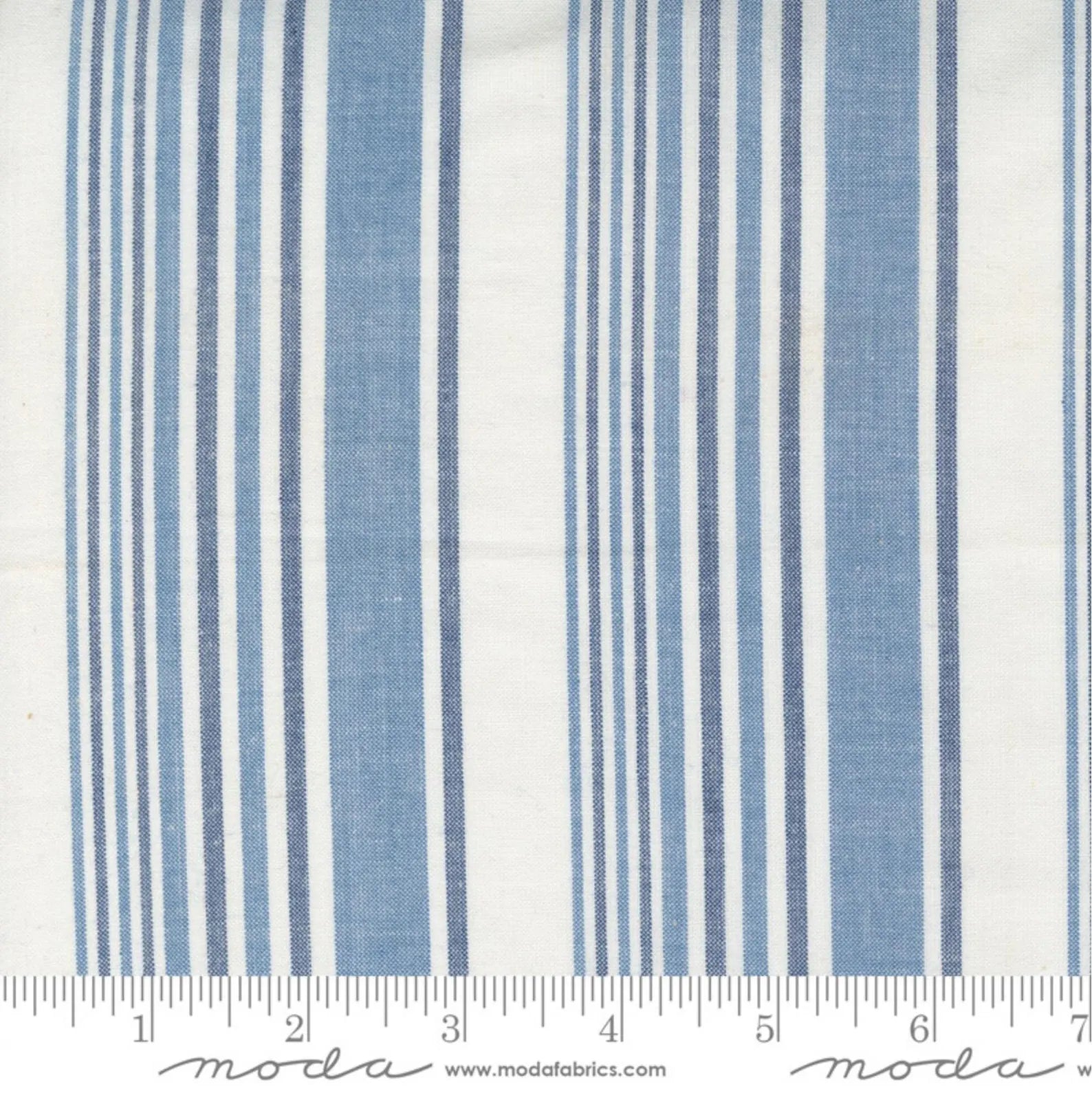 9102, Varigated Blue and White Yarn Dyed Stripe, 1.7 yard bolt end
