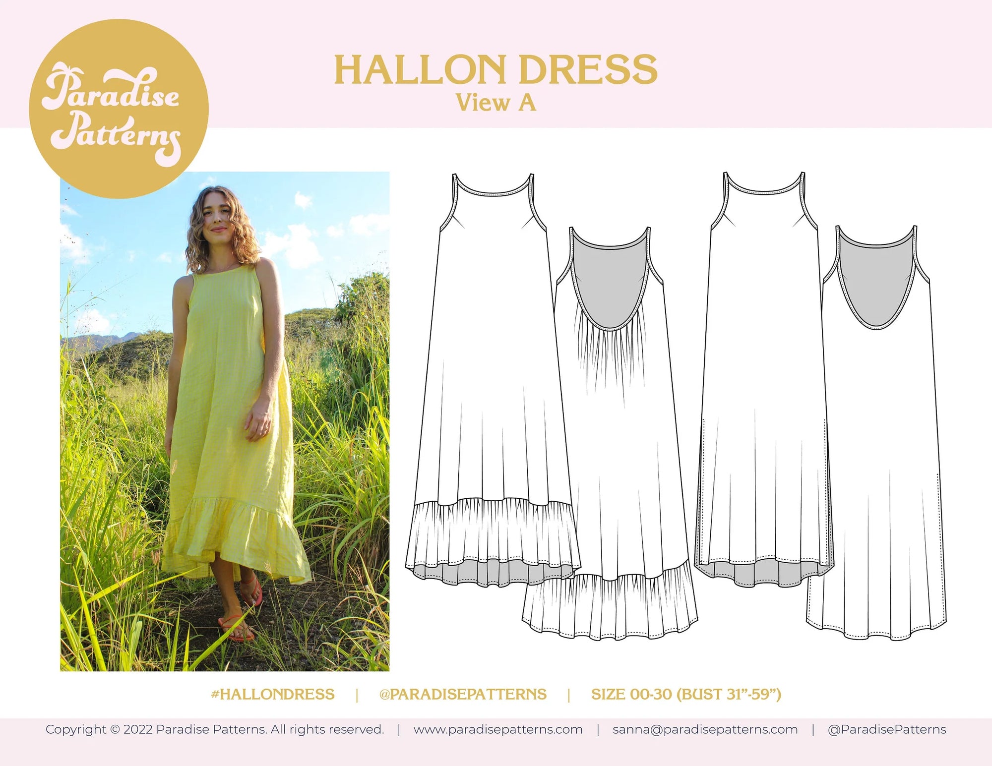 Paradise Patterns, Hallon Dress PDF Pattern