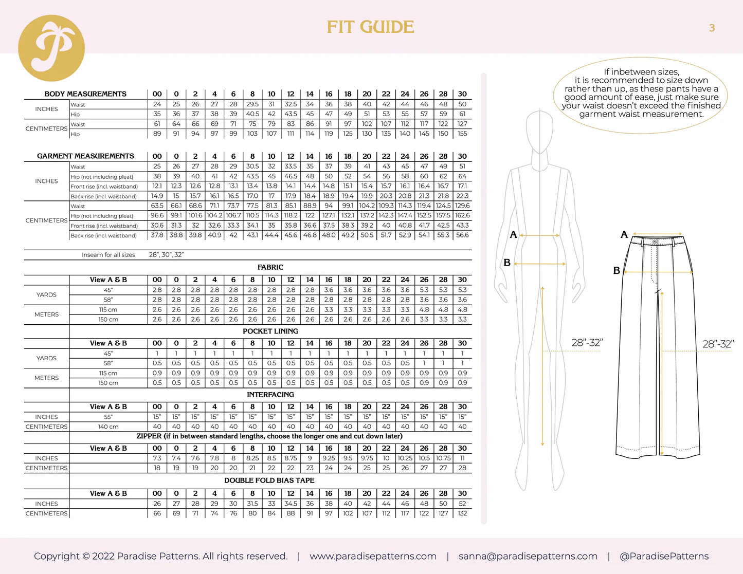 Paradise Patterns, Protea Pants PDF Pattern