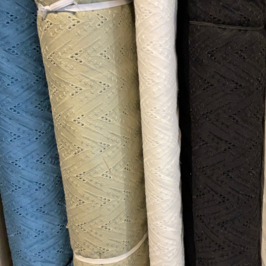 Kiyohara Japanese Cotton Embroidered Eyelet Fabric, 1/4 Yard