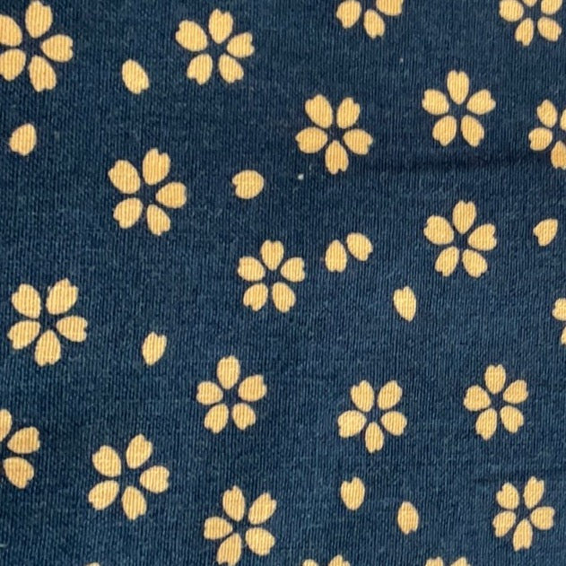 Sevenberry Kasuri Cotton Fabric, Sakura Cream on Denim, 1/4 yard