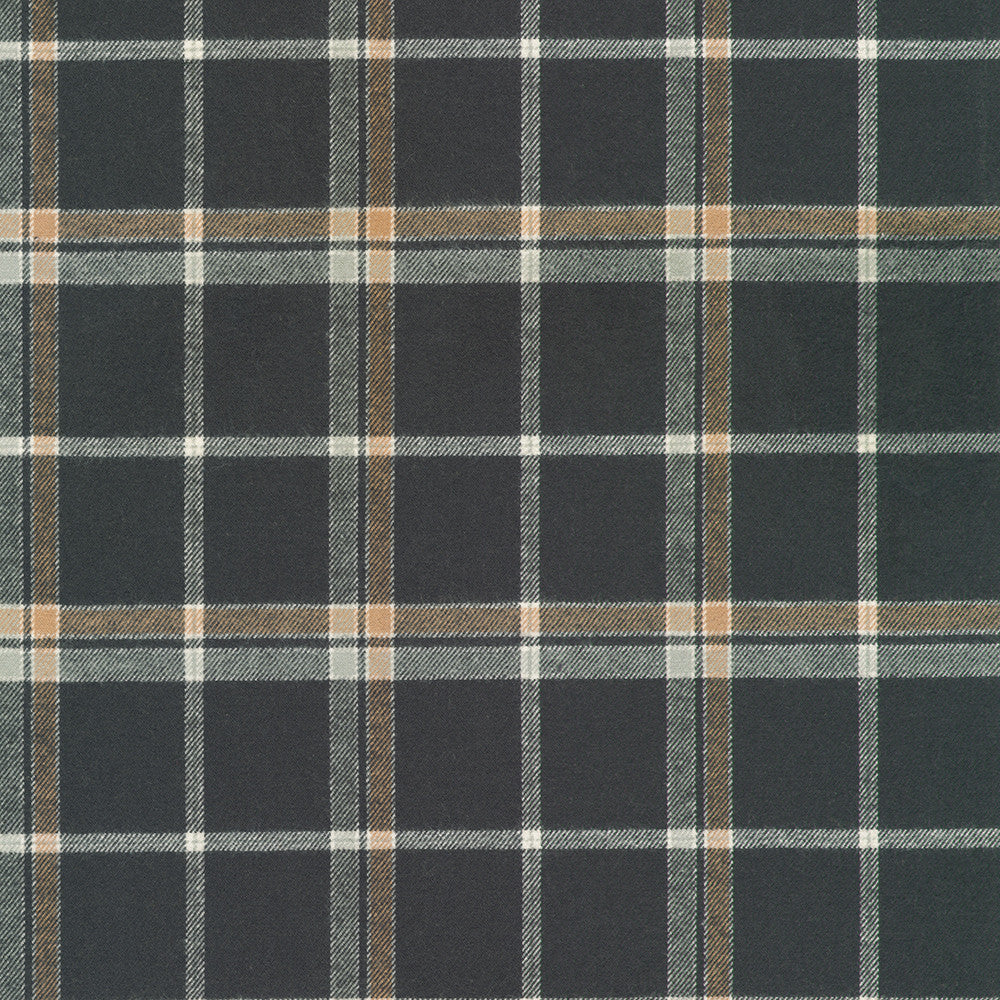 Remnant 101110, Japanese Twill Flannel Plaid Fabric, Charcoal, 2.75 yards