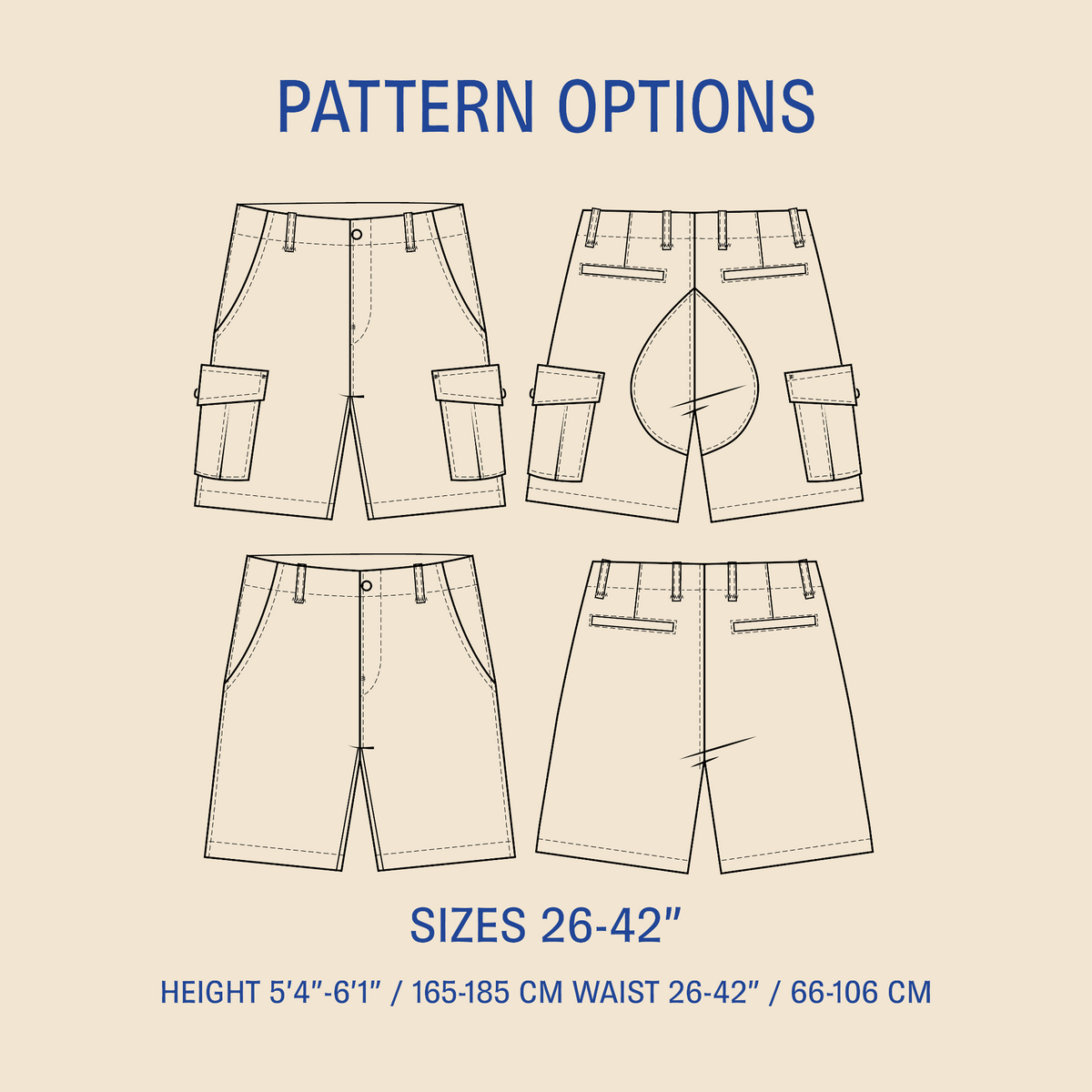 Cargo Shorts sewing pattern Wardrobe By Me