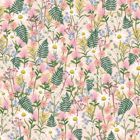 Rifle Paper Co., Wildwood - Wildflowers - Pink Fabric,  1/4 yard