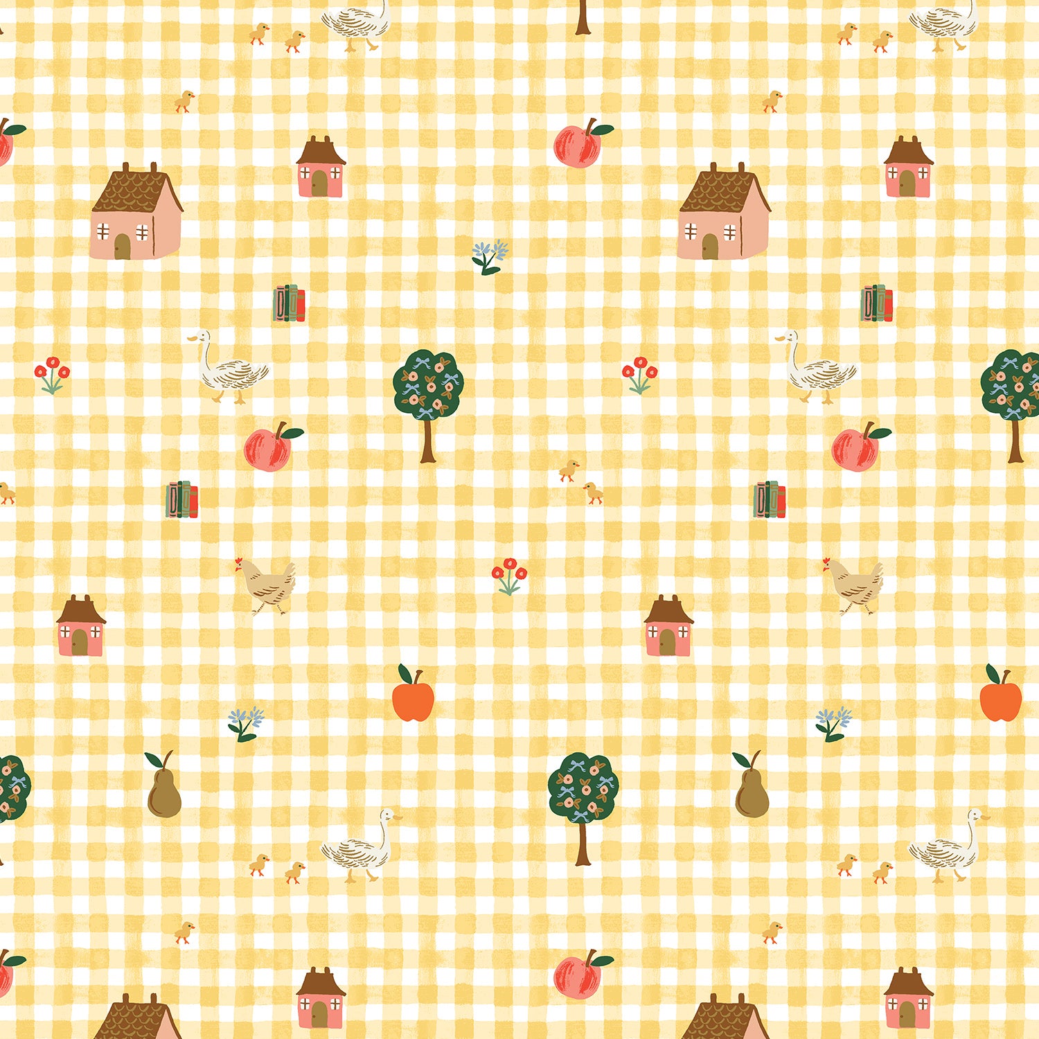 Rifle Paper Co., Home Sweet Home - Farmhouse Gingham - Butter  Cotton Fabric, 1/4 yard