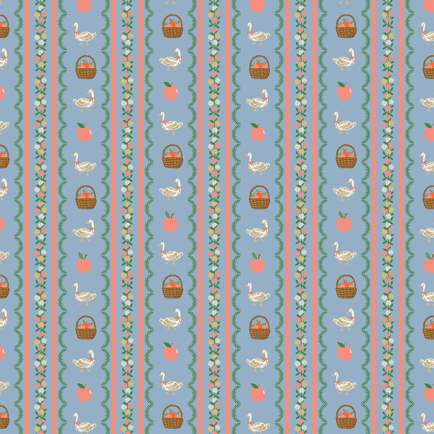 Rifle Paper Co., Home Sweet Home - Farmhouse Stripe- Slate Cotton Fabric, 1/4 yard