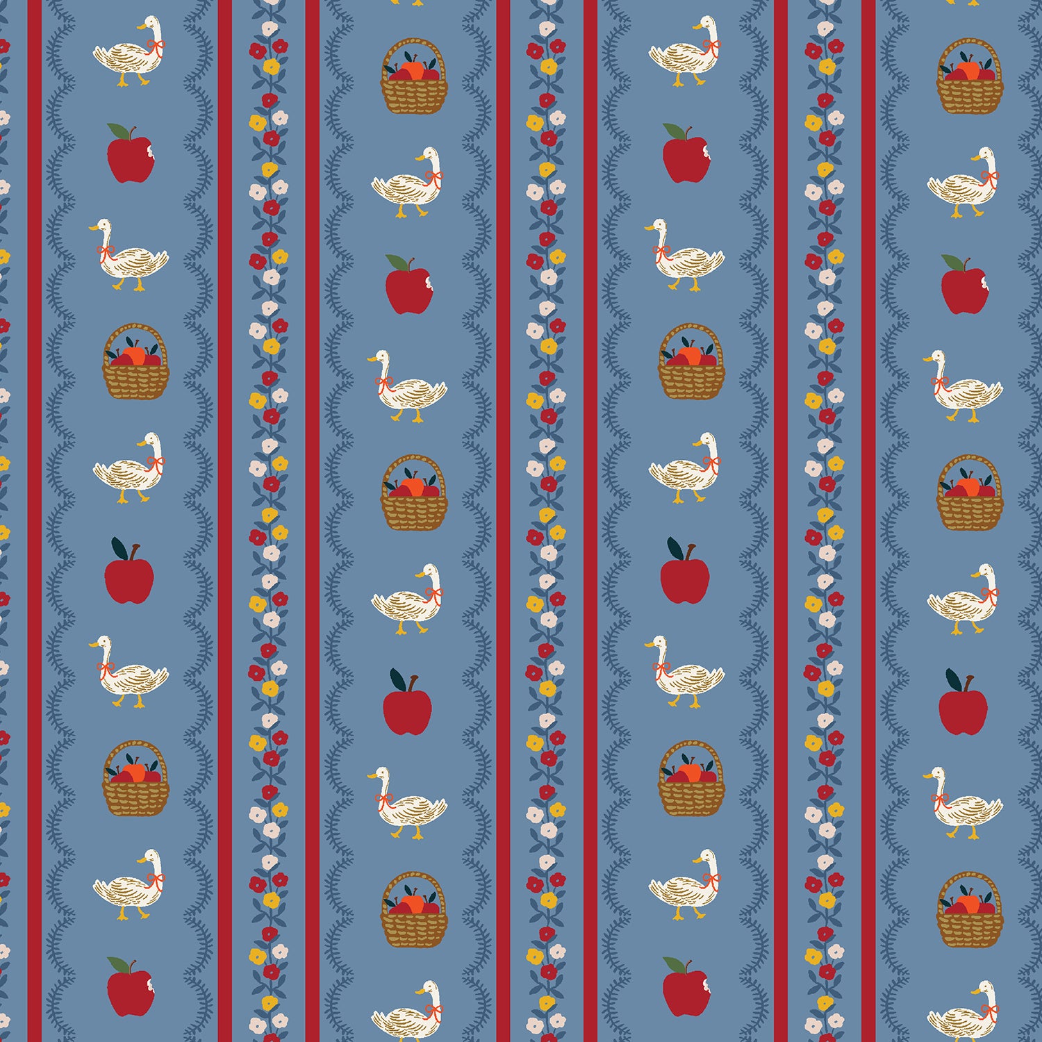Rifle Paper Co., Home Sweet Home - Farmhouse Stripe- Blue Canvas Fabric, 1/4 yard