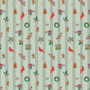 Rifle Paper Co, Holiday Classics - Yuletide - Mint Metallic Fabric, 1/4 yard