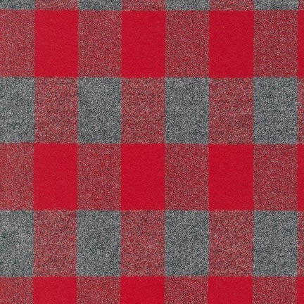 Mammoth Cotton Flannel Fabric, Buffalo, Check- Red and Grey, 1/2 yard - Lakes Makerie - Minneapolis, MN