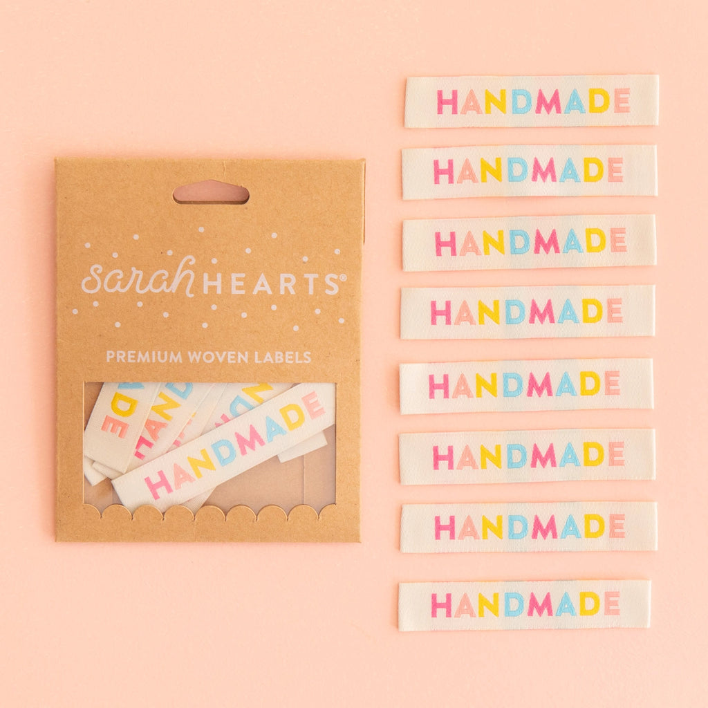 Sarah Hearts Colorful Handmade Woven Labels