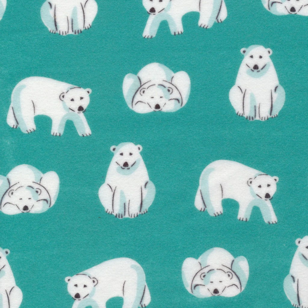 Cloud 9 Organic Cotton Flannel "Winter Forest", Polar Bears or Snowshoe Hares, various colorways