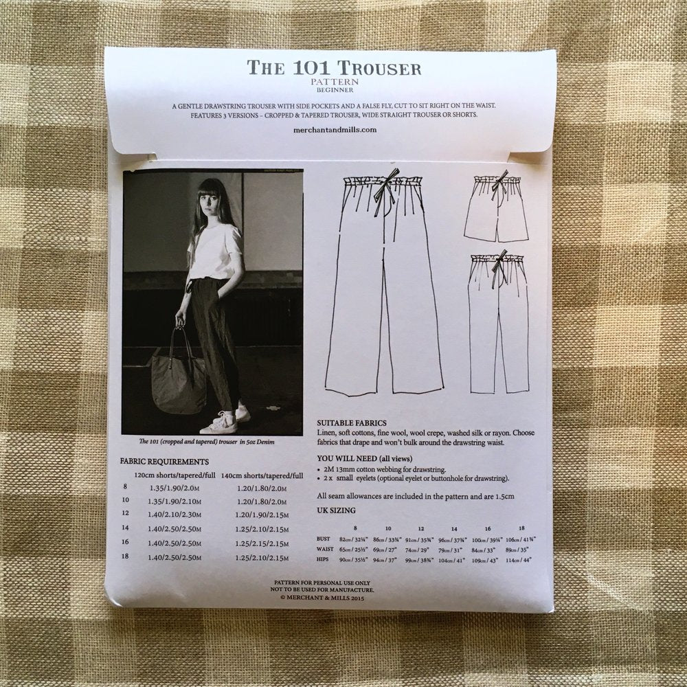Merchant & Mills The 101 Trouser Sewing Pattern - Lakes Makerie - Minneapolis, MN