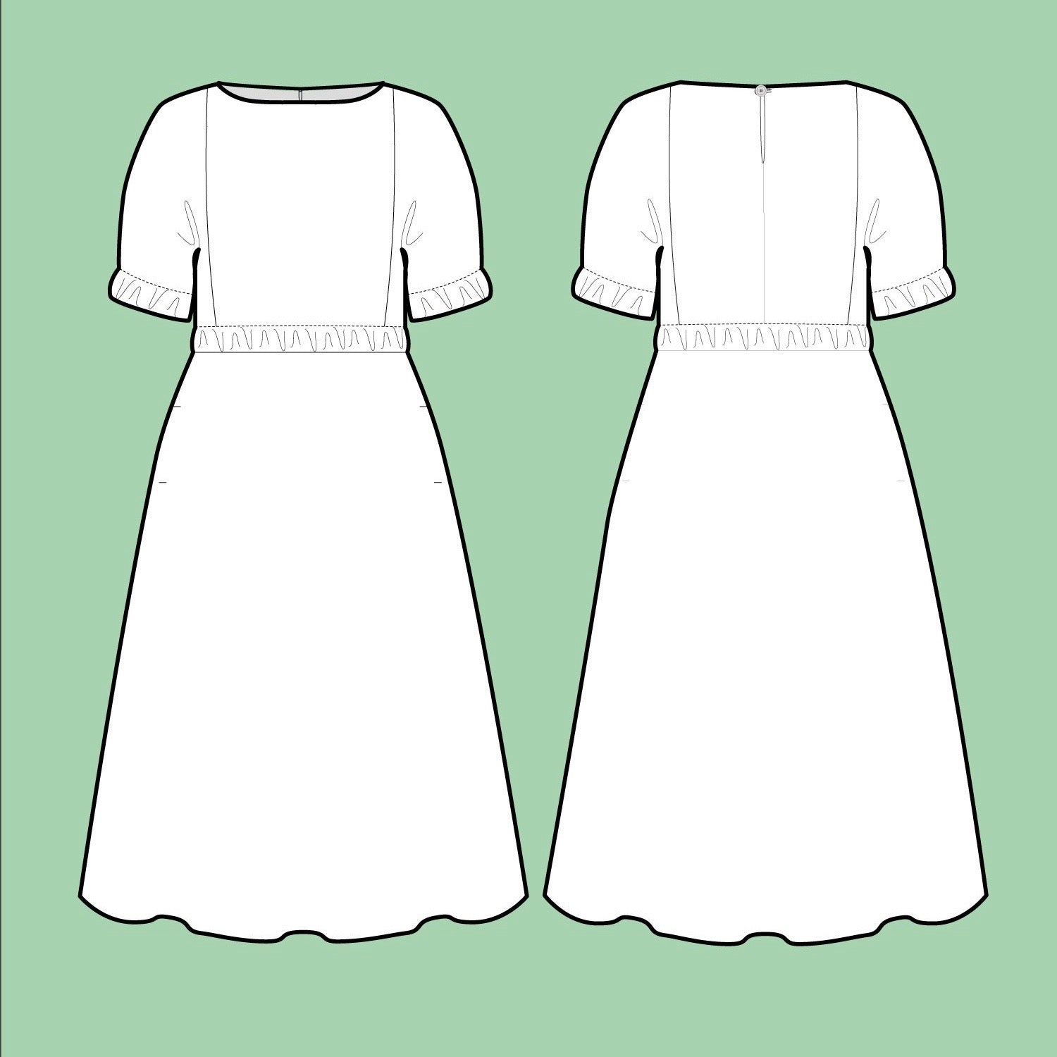 Assembly Line Cuff Dress Pattern, two size ranges, Sweden Lakes Makerie Assembly Line Cuff Dress Pattern, two size ranges, Sweden Lakes Makerie