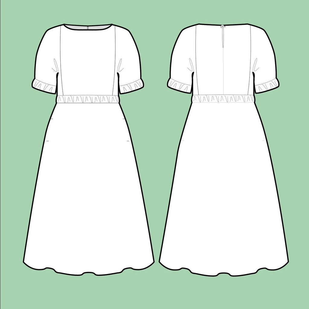 Assembly Line Cuff Dress Pattern, Sweden, two size ranges