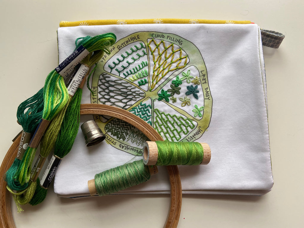 Class: Learn Embroidery with Kelsey, Citrus Sampler (Green), Tuesday June 11, 9:30-11:30 am