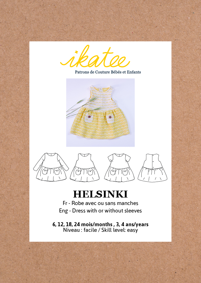 Ikatee (France), Helsinki Dress Sewing Pattern - Baby/Child, 6M-4Y