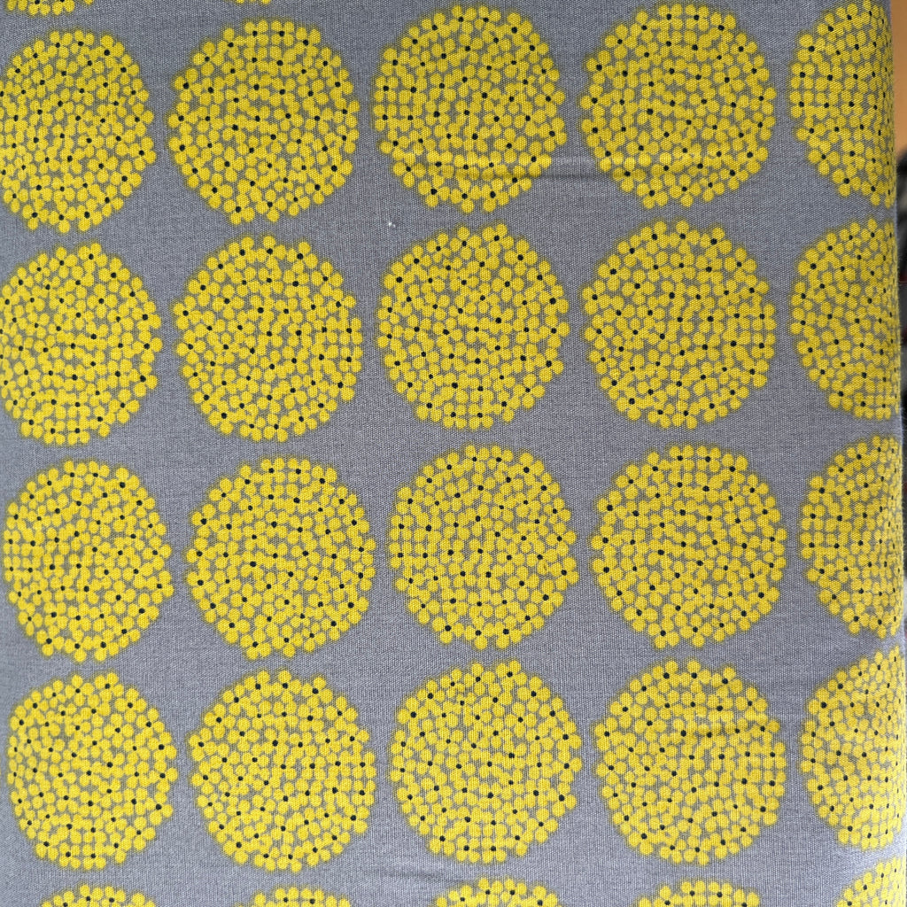 Kobayashi Yellow Hydrangeas on Medium Grey, Japanese Cotton Shirting 1/4 yard