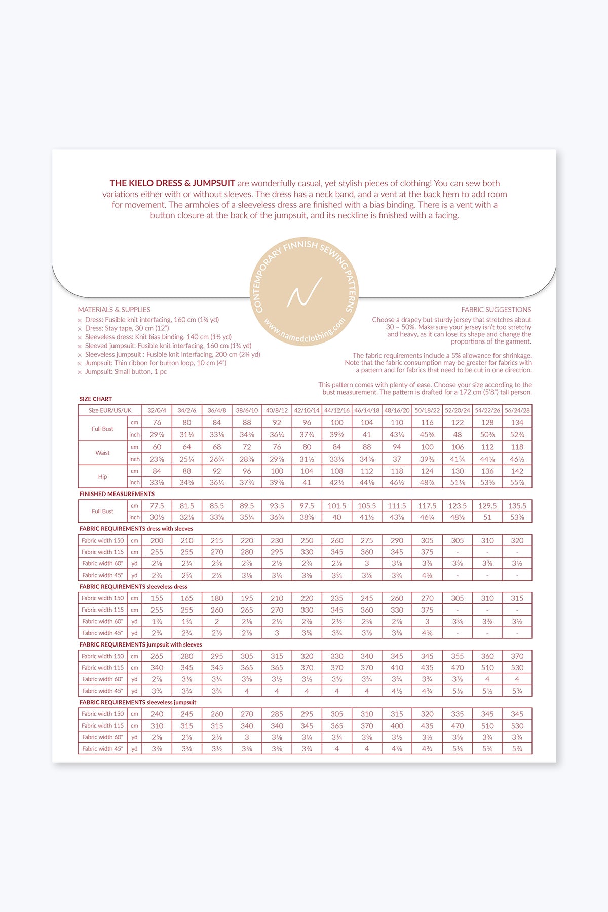 Named Clothing, Kielo Wrap Dress &amp; Jumpsuit, Digital PDF Pattern