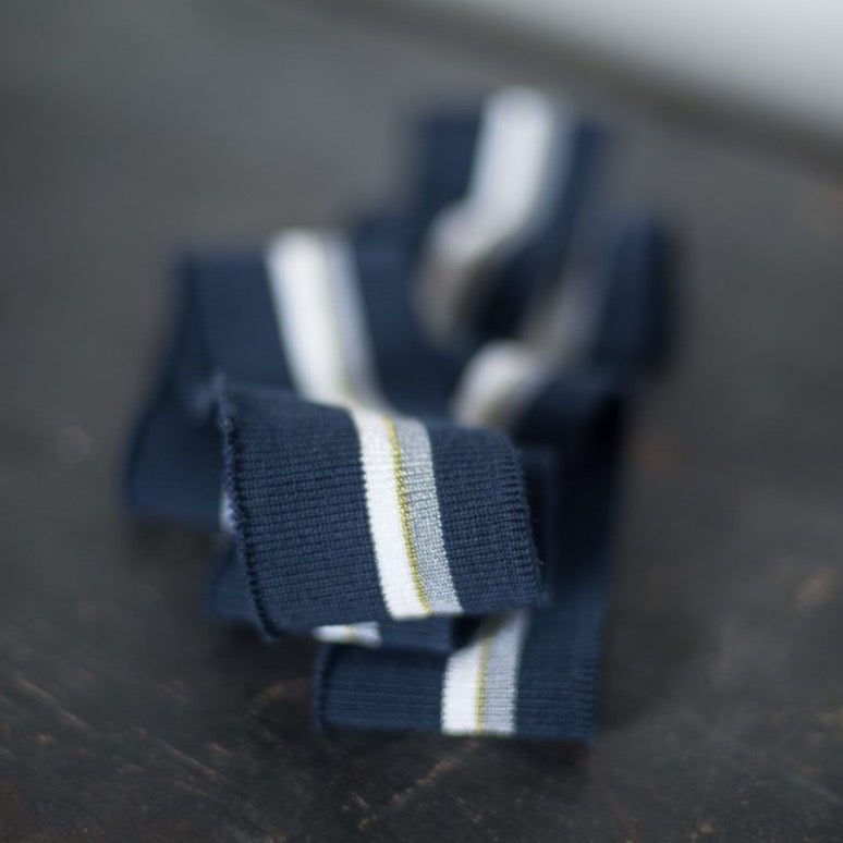 Organic Cotton Striped Baby Rib Knit - Navy + Cream