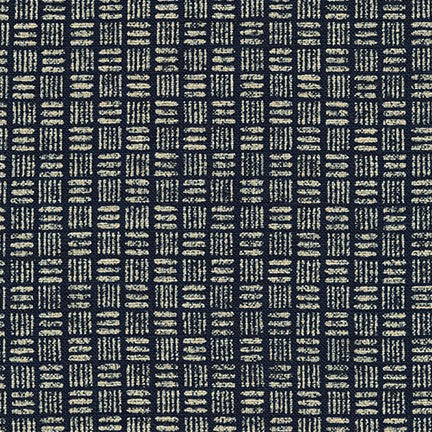 Sevenberry Nara Homespun Cotton Fabric, Basket Weave on Indigo, 1/4 yard