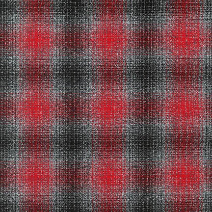 Mammoth Cotton Flannel "Fairchild" Red and Platinum Plaid Fabric, 1/4 yard