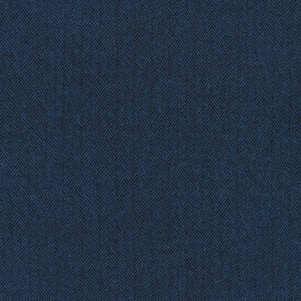 Shetland Cotton Flannel, Herringbone Indigo, 1/4 yard