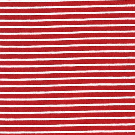 Harbor Stripe Cotton/Spandex Jersey Knit Fabric, Red/White, 1/4 yard