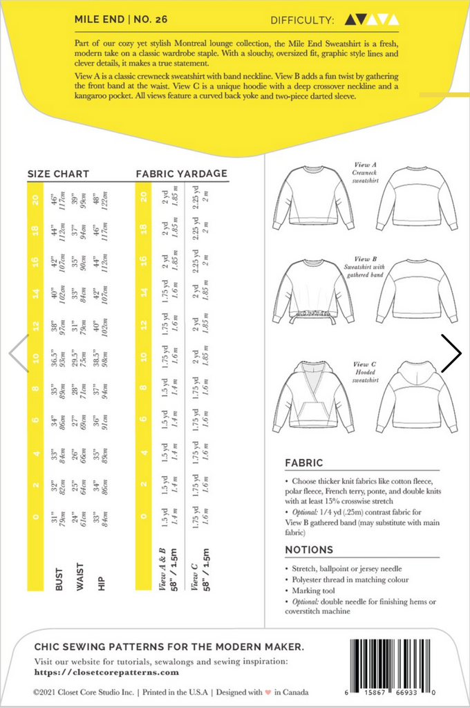 Closet Core Patterns, Mile End Sweatshirt Pattern