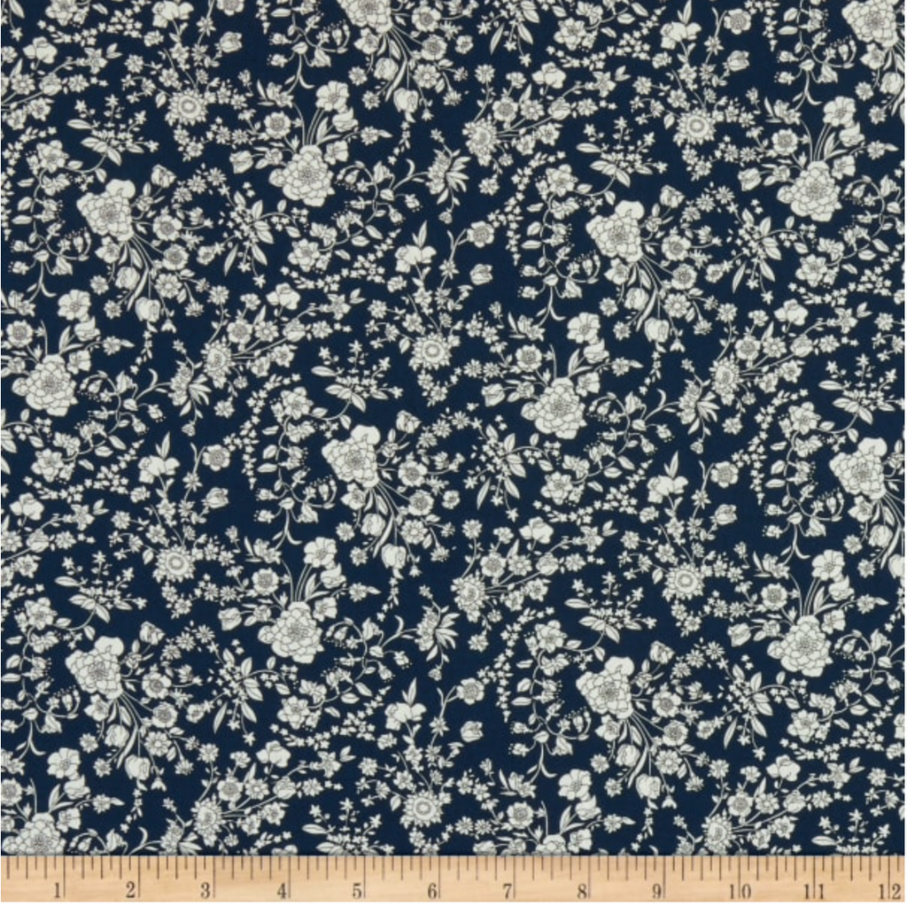 Liberty Tana Lawn Cotton Fabric, Summer Blooms, A Blue, 1/4 yard