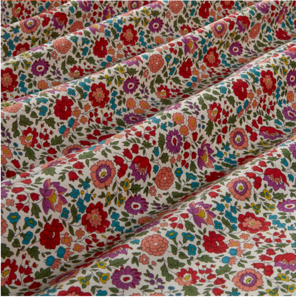 Liberty Tana Lawn Cotton Fabric, D'Anjo 19B, Red with Purple 1/4 yard