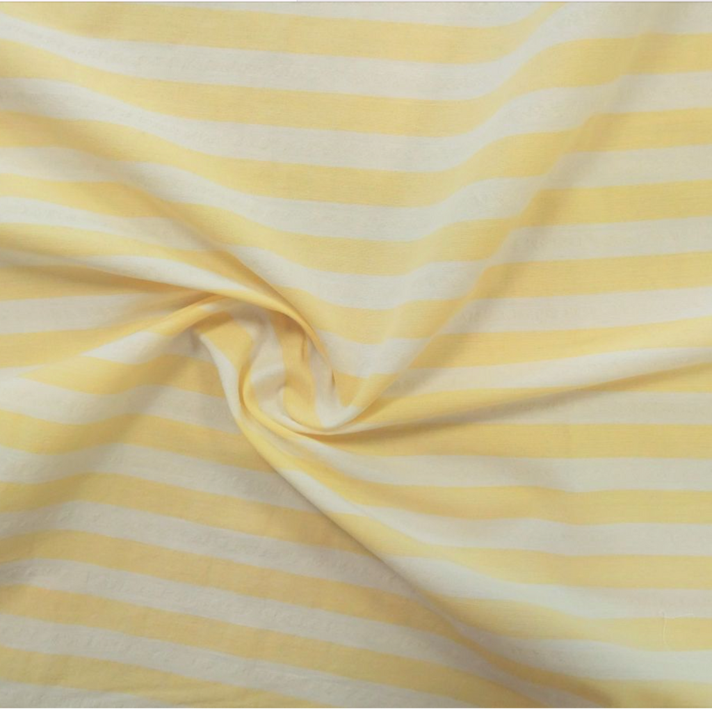 Designer Deadstock Lemon and White Stripe Fine Italian Cotton Shirting, 1/4 yard