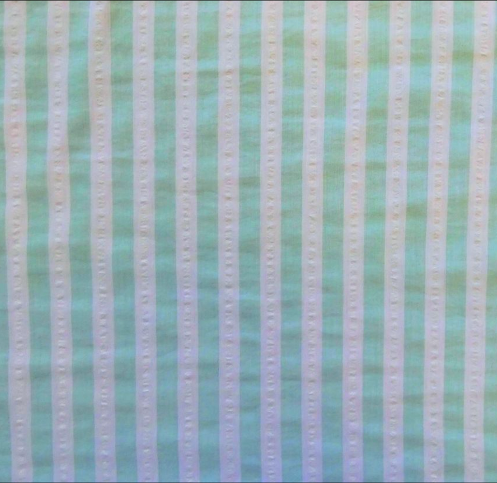 Designer Deadstock Mint Stripe Italian Cotton Seersucker Shirting, 1/4 yard