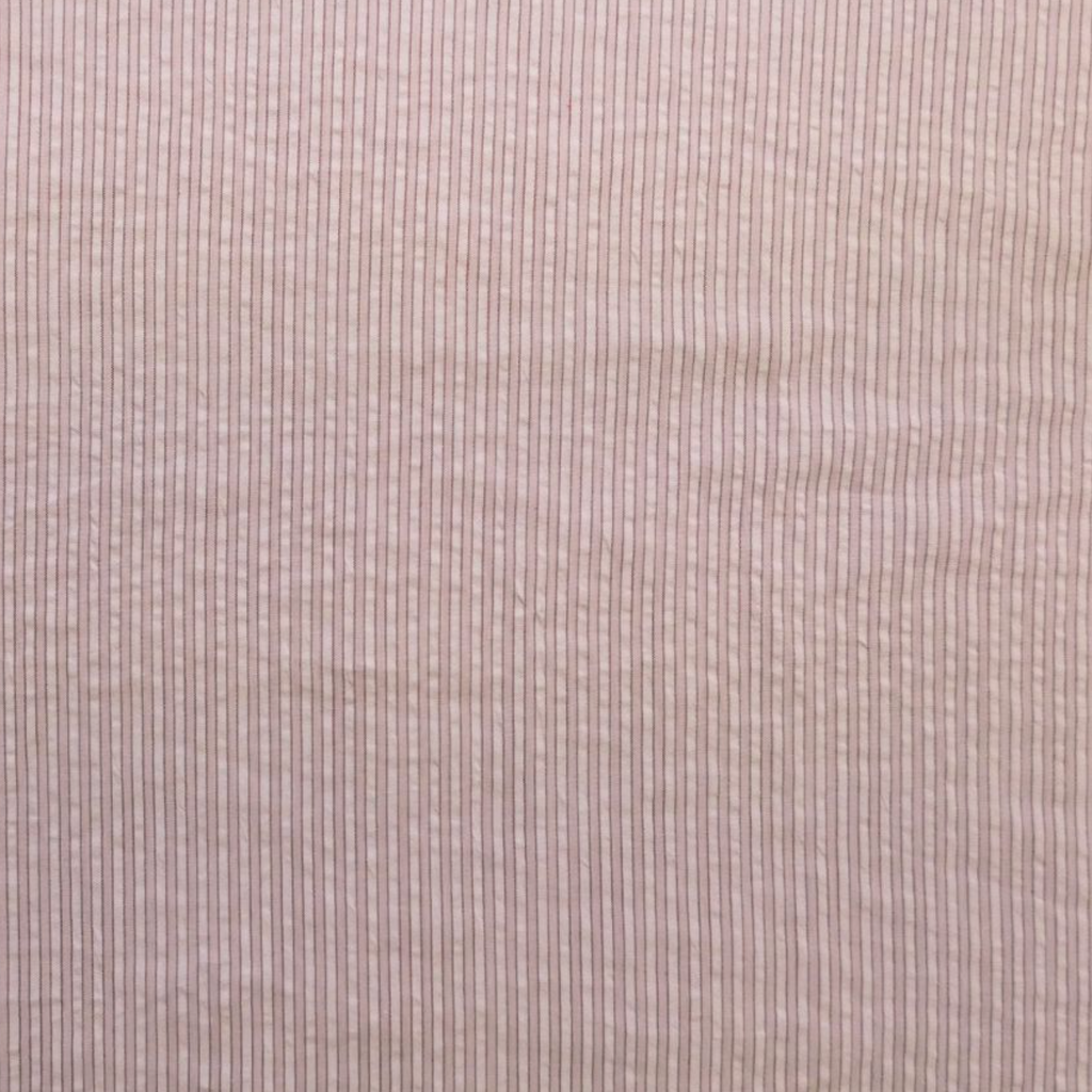 Designer Deadstock Narrow Pale Pink and White Stripe Italian Cotton Seersucker Shirting, 1/4 yard