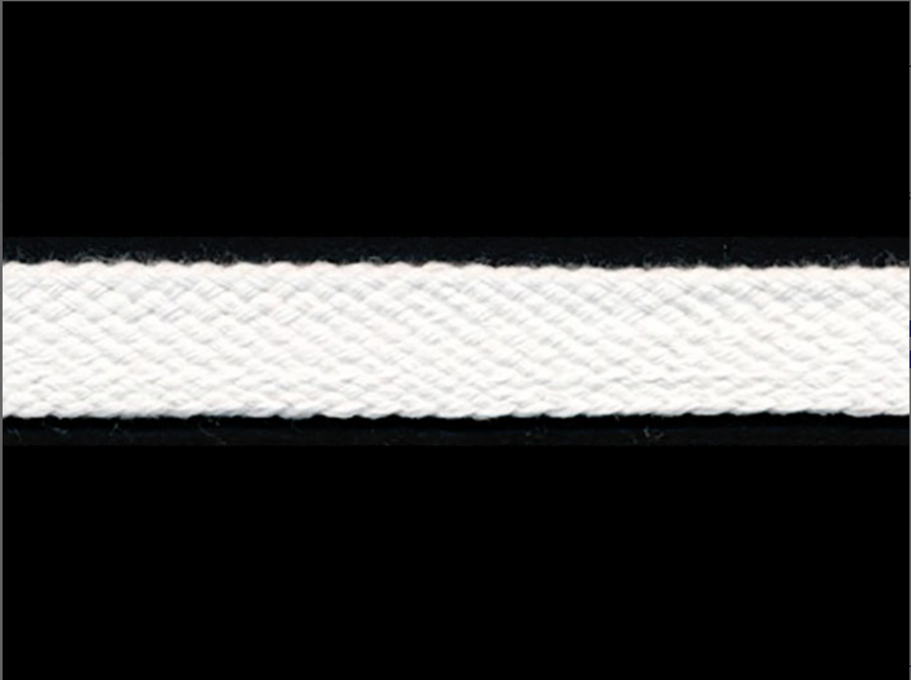 Organic Cotton Foldover Braid, 1", white, 1 yard