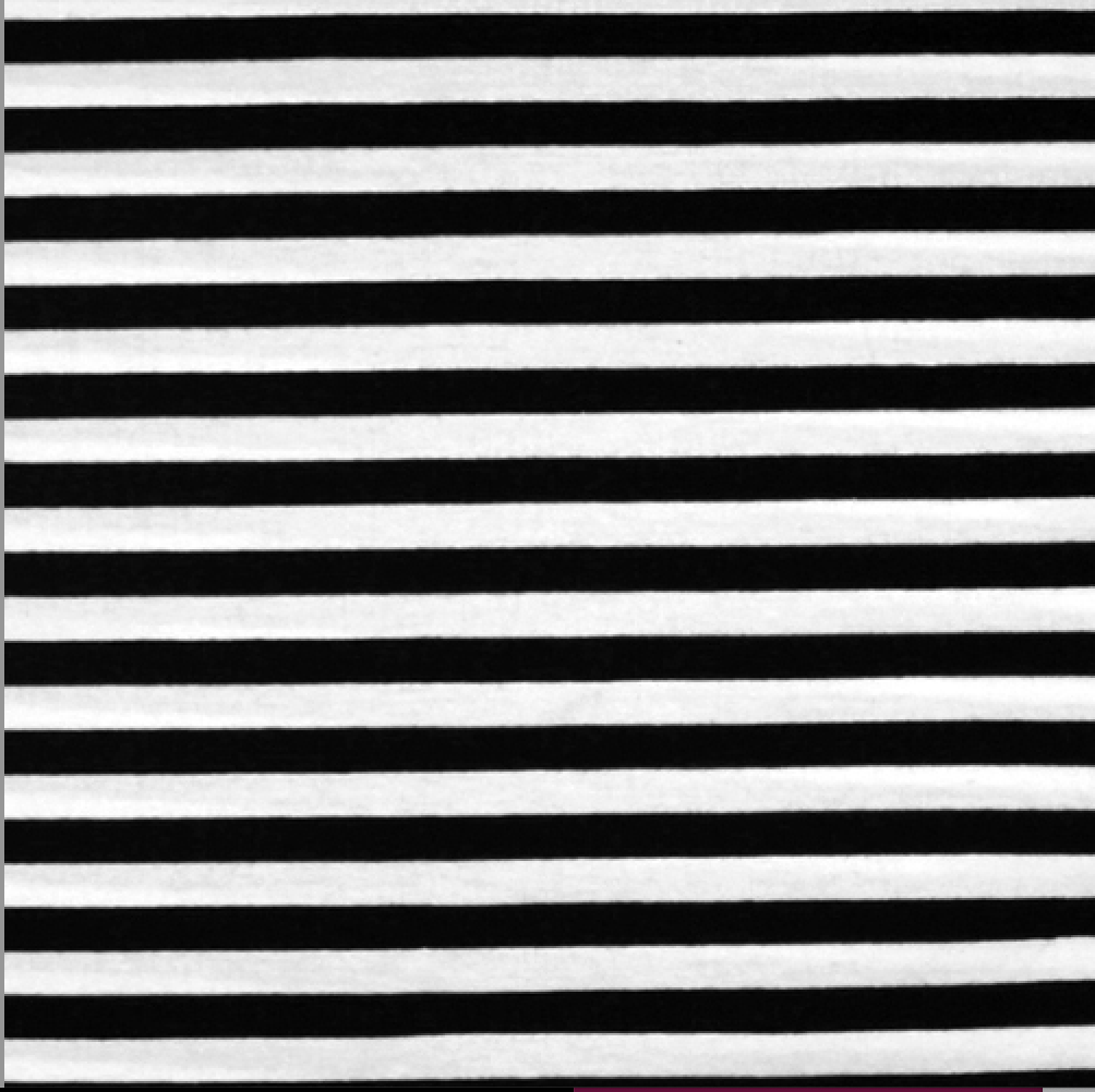 Narrow Black and White Stripe Cotton-Spandex Knit Fabric, 1/4 yard