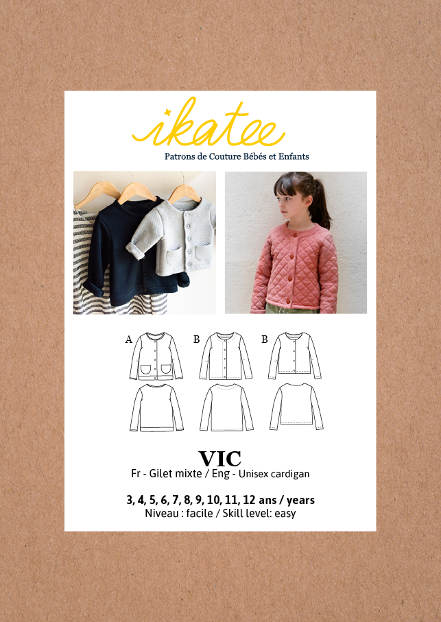 Ikatee (France), Vic Cardigan Sewing Pattern - Child, 3-12Y