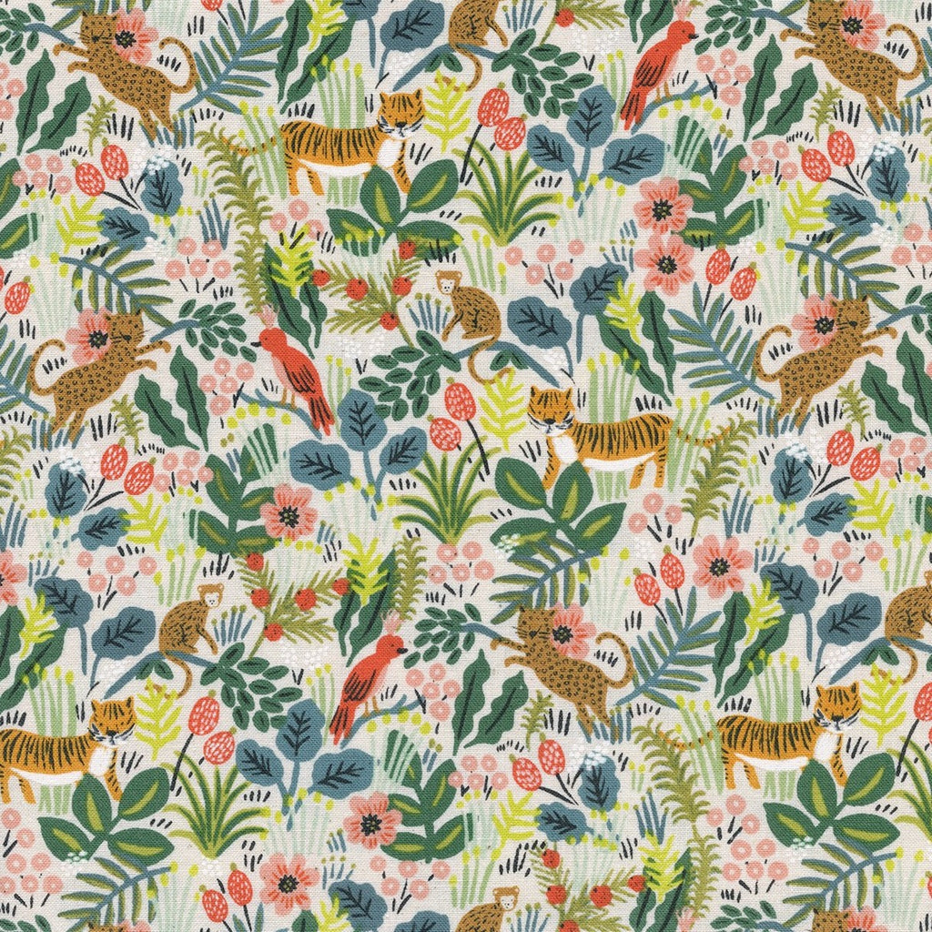 Rifle Paper Co. Menagerie -Jungle - Natural Unbleached Fabric, 1/4 yard